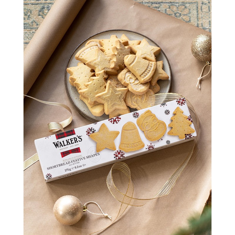 Walkers Shortbread Cookies, Assorted Festive Shapes, 6.2 oz