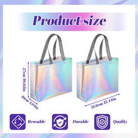 Douaowoc 30 Pcs Iridescent Gift Bags with Handles, Holographic Gift Bags Non-woven Large Reusable Gift Bags Bulk for Wedding, Holiday, Party - 12x4x11 In