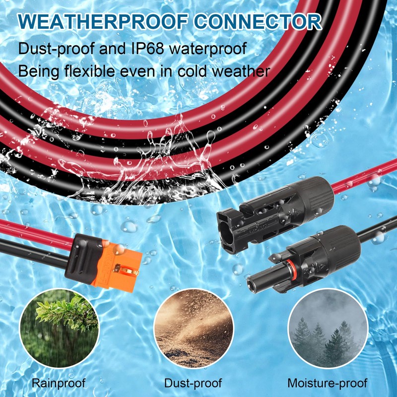 MOOKEERF Solar to XT60i Cable 10AWG with Flame Retardant Protective