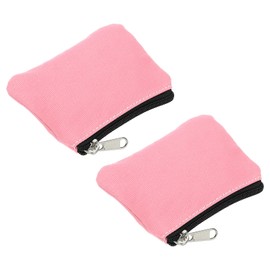 PATIKIL 3" x 5" Coin Purse Pouch, 2 Pack Change Purses Small Organizer Bags with Zipper Canvas for Home, Pink