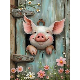 FQOVKYN Pig Diamond Art Painting Kits for Adults-Round Full Drill Diamond Dots Paintings for Beginners, 5D Paint with Diamonds Pictures Gem Art Painting Kits DIY Adult Crafts Diamond Art Project Kits