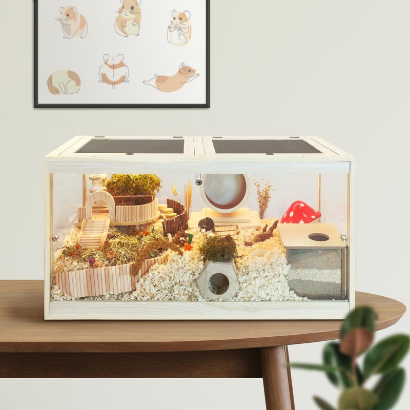 Prolee Hamster Cage with Openable Mesh Top,Solid Built Hamster Enclosure