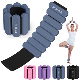 REALIKE Wrist Weights Ankle Weights for Women, Wearable Arm & Leg Weights Set of 2 (1LB Each) Adjustable Silicone Workout Ankle Weights for Walking, Yoga, Pilates, Aerobics, Gym