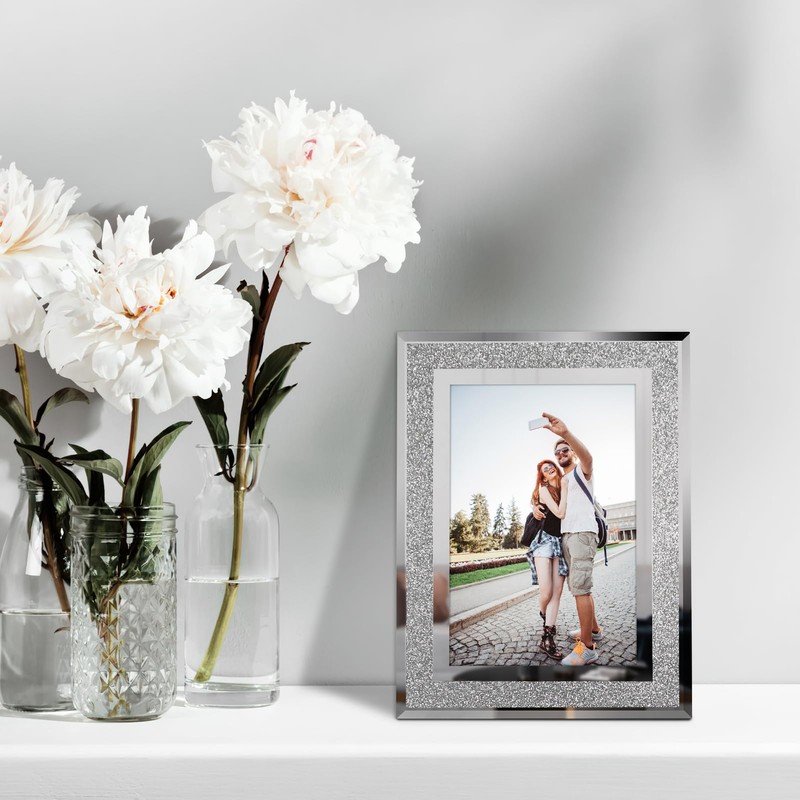 HORLIMER 12 Pack 4x6 Picture Frame, Sparkle Glass Photo Frames
