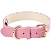 Pink Leather Dog Collar，Padded Collars, Adjustable Soft Strong Design for