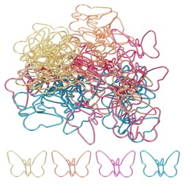 PATIKIL 40pcs Paper Clip, Butterfly Shape Paper Clip Small Cute Rust-Proof Metal Strong Durable Bulk for Office Home, 37mm, 4 Color