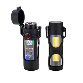 KALIMO Windproof and Waterproof Arc LED Flashlight with Lighter,Plasma Rechargeable USB Electric Flameless Lighter with Tactical Torch, Portable Flashlight for Home and Outdoor