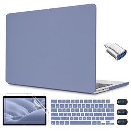 CISSOOK for MacBook Pro 14 Inch Case M4 Chip A3112 A3185 A3401/M3 A2992 A2918/A2442 M1/A2779 M2, Plastic Hard Shell Case for MacBook Pro 14" 2021-2025 with Keyboard Cover-Lavender Gray
