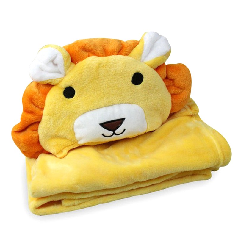 Yellow Lion Infant Flannel Blanket Stuffed Animal Head Baby Blanket