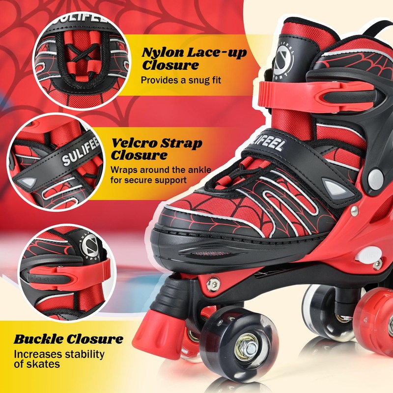 SULIFEEL Adjustable Kids Roller Skates for Boys Ages 3-5 5-8