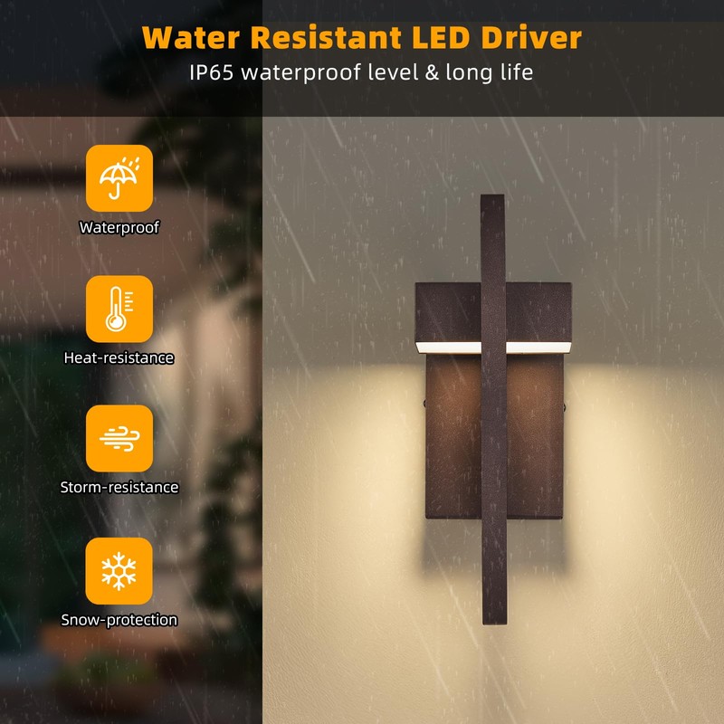 tewei Modern LED Outdoor Wall Sconce Brown Outdoor Lights for