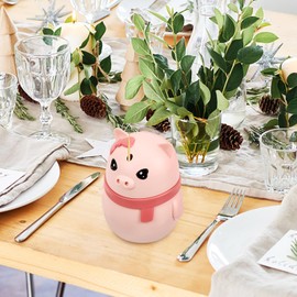 VORCOOL Automatic Toothpick Dispenser Cute Pig Shape Pop- Up Toothpick Holder Plastic Fruit Pick Storage Box Container for Home Kitchen Restaurant