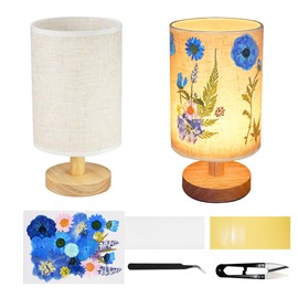 Xmpmrb Dried Flowers Table Lamp，Handmade DIY Pressed Nature Flowers Lamp for Bedroom Living Room, Dorm, Home, Office Décor(4 Colors) (Blue)