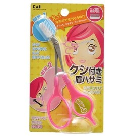 Kai KAI KQ0800 Eyebrow Scissors with Combs Detachable Pink Compact 3D Shape Made in Japan