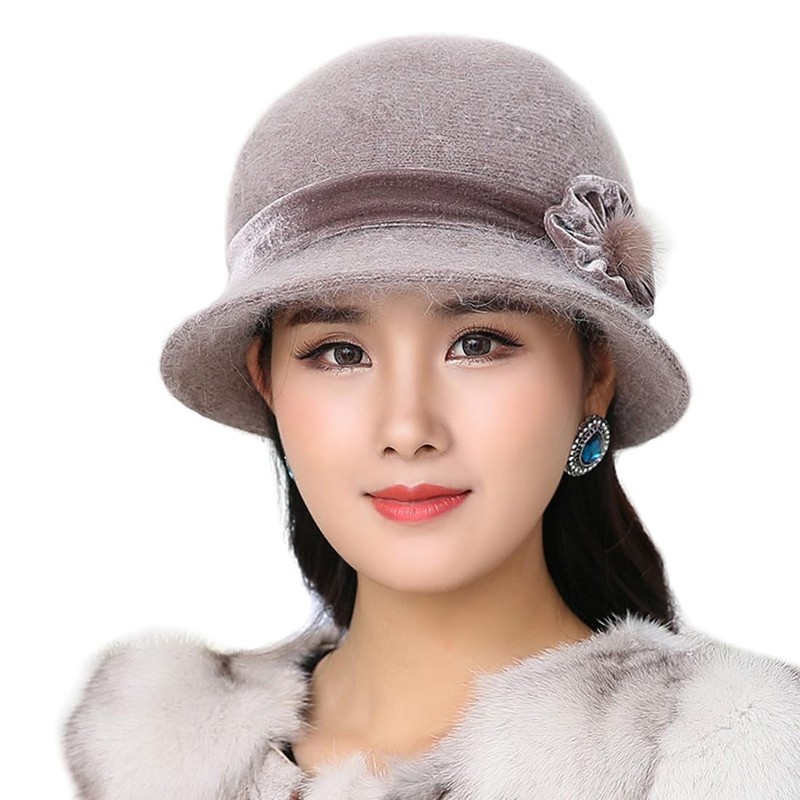 IBLUELOVER Women Felt Bowler Hat Roll-up Church Cloche Hat Floral