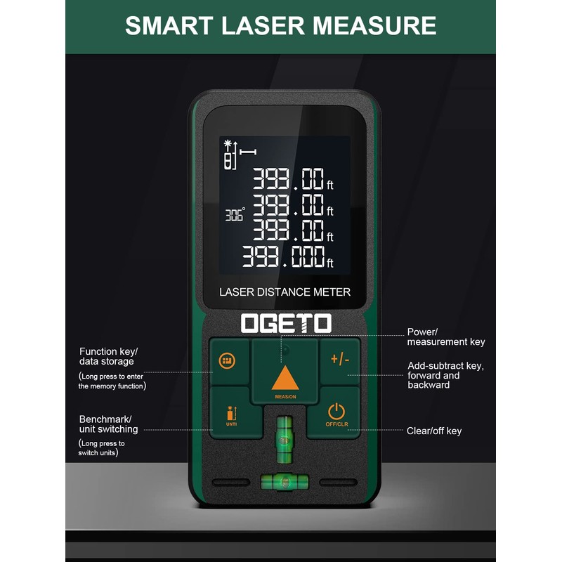 Laser Rangefinder 120 m, Ogeto Laser Rangefinder with LCD Backlight,