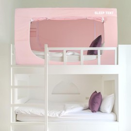 YAVIL Bed Tent Bunk Twin Bed Canopy Dream Tents for Indoor Portable Blackout Tents Privacy Space Warm Breathable Sleeping Tents for Kids and Adult(Pink,Mattress Not Included) Reducing Light