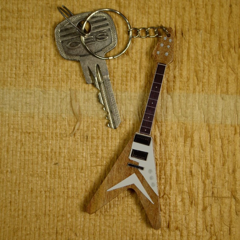 FTWDesign Rock Guitar Keyring, light brown