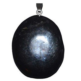 Black Tourmaline Schorl Necklace Pendant with Real Silver Eyelet Tumbled Stone Gemstone Pendant for Men and Women Protection Stone and Healing Stone Jewellery