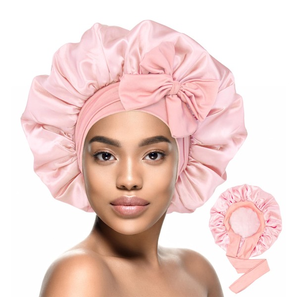 HiRui Silk Satin Bonnet for Sleeping Women, Double-Layer Sleep Cap