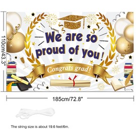 HOWAF Large Graduation Background Banner for Graduation Party Decoration 2023, We Are So Proud Of You Banner Fabric Class of 2023 Grad University High School Student Graduation Commencement Decoration