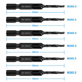 Set of 6 M4 Combination Drill & Tap Set, Tapping Tools Size M4*0.7 with Black Antirust Coating, 6mm Hex Shank and Storage Box