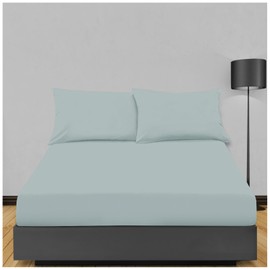 Luxury Extra Deep Fitted Sheet, Plain Polycotton Lightweight Long Lasting Extra Deep King Size Fitted Sheet, Duck Egg