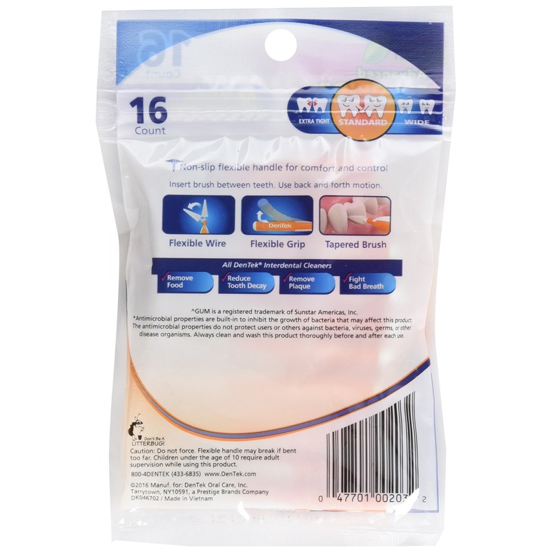 DenTek DenTek Easy Brush Dental Cleaners, Standard, 16 Count (Pack