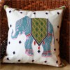 ZUODU Set of 2 Embroidery Couple of Blue Elephants Cushion