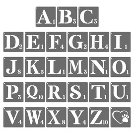 PATIKIL 2.5 Inch Plastic Letter and Number Stencils, 27 Pcs Reusable Alphabet Stencils for Painting Spraying on Wall, Wood, Fabric