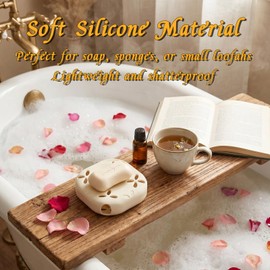 Silicone Shower Steamer Holder with Suction Cup & Hanging Loop,Draining Soap Dish, Aromatherapy Accessory for Bathroom, Bedroom, Living Room
