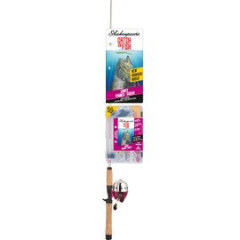 Shakespeare Catch More Fish Ladies Spincast Fishing Combo, Includes Shakespeare Fishing Rod & Reel, Berkley Fishing Baits, Live Bait Tackle, & Tackle Box, Pre-Spooled with 6lb Stren Line