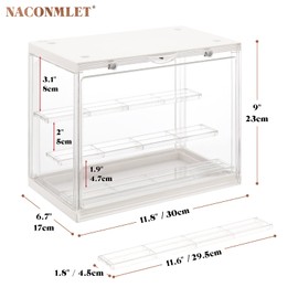 Naconmlet Acrylic Display Case for Mini Action Figures and Funko Pop - LED-Lit, Dustproof, Detachable Shelves - Stackable Showcase for Collectibles with Led Light 11.8"x6.7"x9" inches