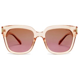 SOJOS Polarized Sunglasses for Women Men Trendy Square Glasses SJ2149 with Crystal Light Brown Frame/Gradient Brown&Pink Lens