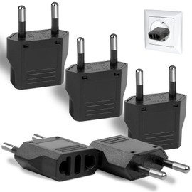 6 Pack European Plug Adapter, US to Europe Plug Adapter, European Adapter Type C Plug Adapter, Travel Adapter Europe, European Outlet Wall Plug Adapter Power Converter (Black)