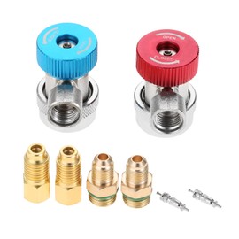 R134A Quick Joint Quick Coupler Adjustable L Shape Gas Charge Quick Adapter Conversion Adapter 1/4" SAE Female x 1/2" SAE Male for Low Pressure Valve Type 6 Piece Set