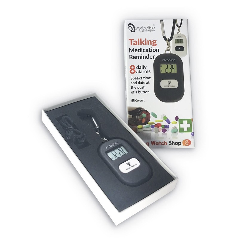Verbalise Talking 5 Alarm Medication Reminder Keychain, Black