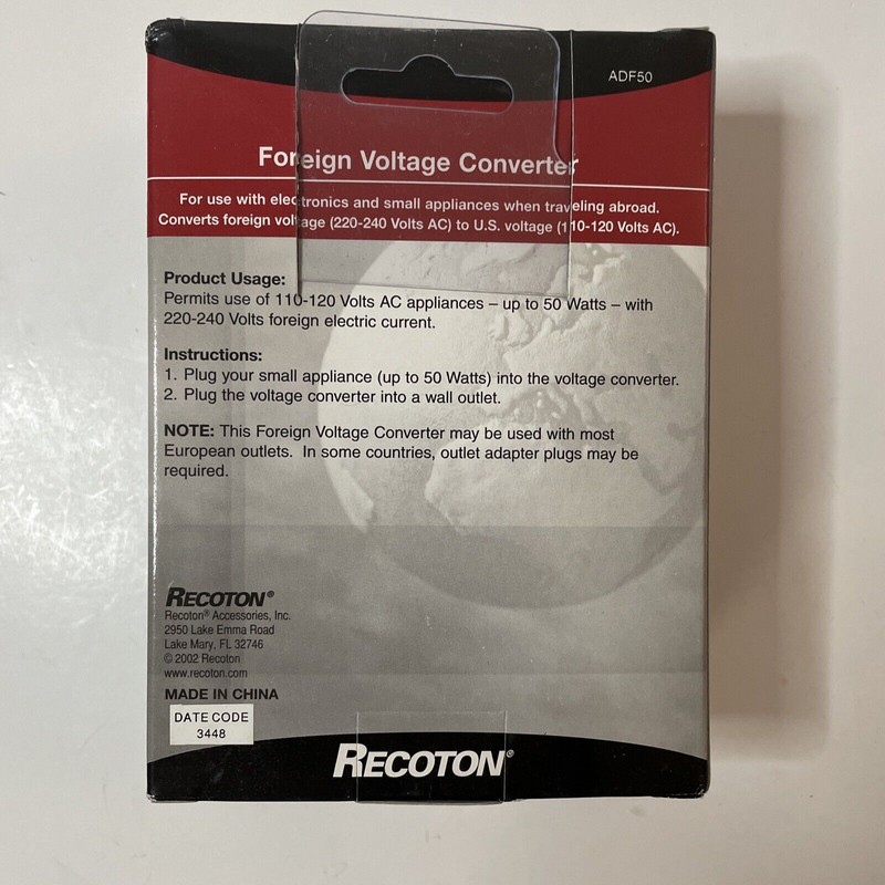 Recoton Foreign Travel Voltage Converter. (220-240 Volts AC) to US(110-120
