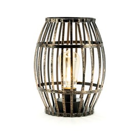 Limason Wine Barrel Shaped Table Lamp with Warm White LED Light, Battery Powered, Gold Finish