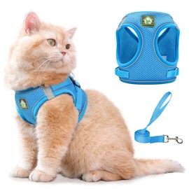 Jolifield Step in Dog Harness with Leash Set, Adjustable Soft Padded and Breathable Mesh for Small Sized Dog, Reflective No Pull No Choke Cat Vest Harness, Easy Control Pet Vest, Blue S