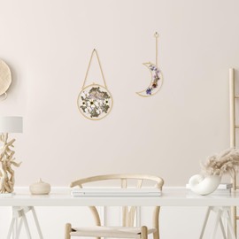 Relaxing Garden Double Glass Frame for Pressed Flowers - w/Real Dried Flowers and Tweezer -Sun and Moon Shaped frames for crafts, photos or other small flat items