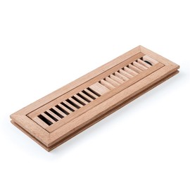 Qirui White Oak Hardwood Flush Mount Floor Register, 2X12 Inch, High Output Air Flow, with Damper, Unfinished