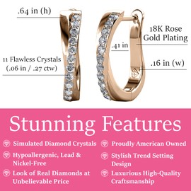 Cate & Chloe Amaya 18k Rose Gold Hoop Earrings For Women | Best Cubic Zirconia Earrings With Round Cut Crystals, CZ Rose Gold Earring Sets For Women, Fashion Jewelry For Women, Hypoallergenic Earrings