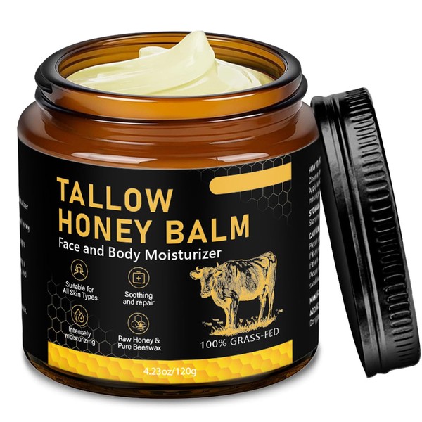 Beef Tallow for Skin, Organic Beef Tallow Honey Balm for