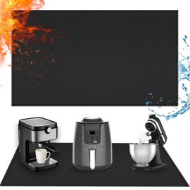 Amerbro Extra Large Heat Resistant Mat for Countertop, 24 x 78in Fireproof Silicone Mats for Kitchen Counter, Easy to Clean Countertop Protector Mat for Air Fryer, Coffee Maker, Toaster, Oven, Black