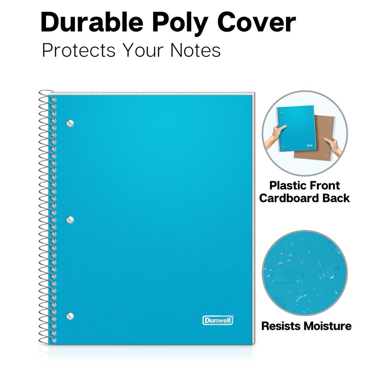 Dunwell Graph Paper Notebook 8.5 x 11 (Blue) Plastic Cover,