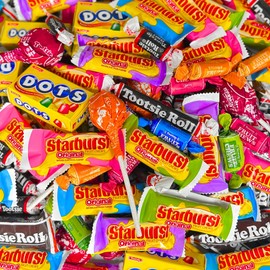 Assortit 1.5 lb Candy Mix Starburst, Tootsie Roll, Dots, Fruit Chews, Tootsie Pops Individually Wrapped Variety Pack for Holidays, Office, Parties