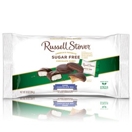 Russell Stover Sugar-Free Dark Chocolate Mix Laydown Bag 10 Ounce Sugar-Free Candy, Dark Chocolate Candy Pack, Individually Wrapped Candy, Assorted Chocolate Candy Pack Sweetened with Stevia