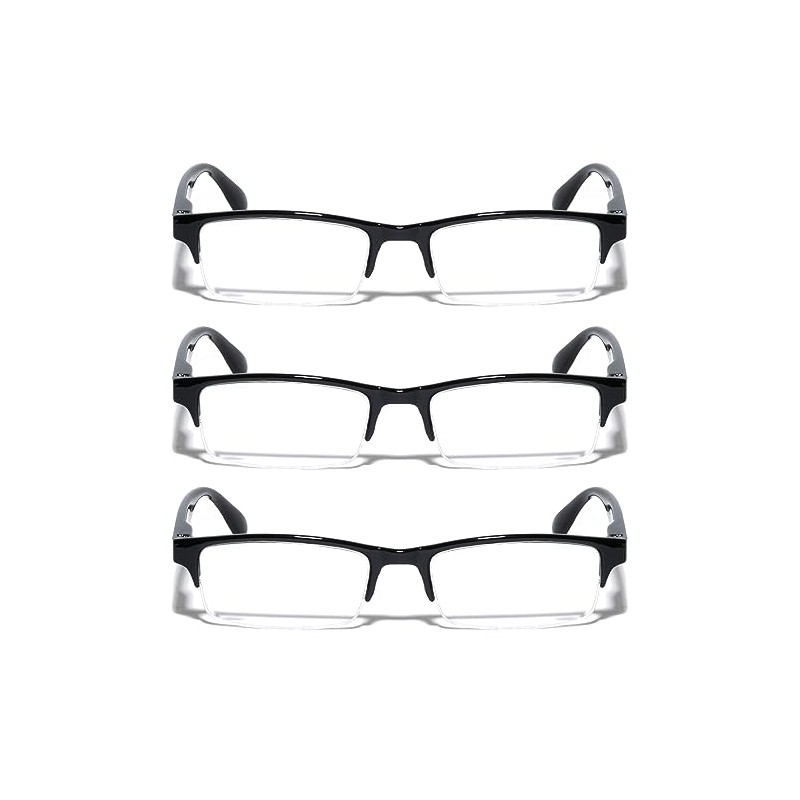 V.W.E. 3 Pairs Rectangular Half Rim Reading Glasses - Simple