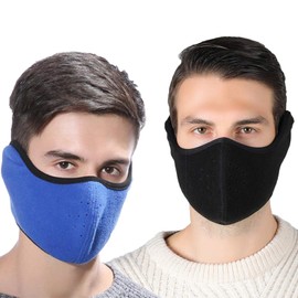 LYQQY Winter Windproof Mask, 2 Pieces, Winter Cold Proof Mask, Outdoor Sports, Windproof, Ski Face Mask, Windproof, Anti-Dust, Motorcycle Mask for Motorcycle, Cycling, Skiing, Black, Blue